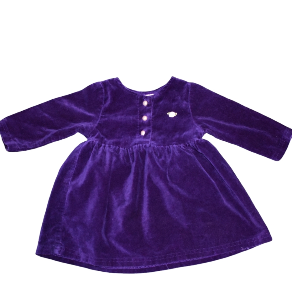 Purple Velvet Baby Dress 3-6 months holiday Christmas New Year Dress.
